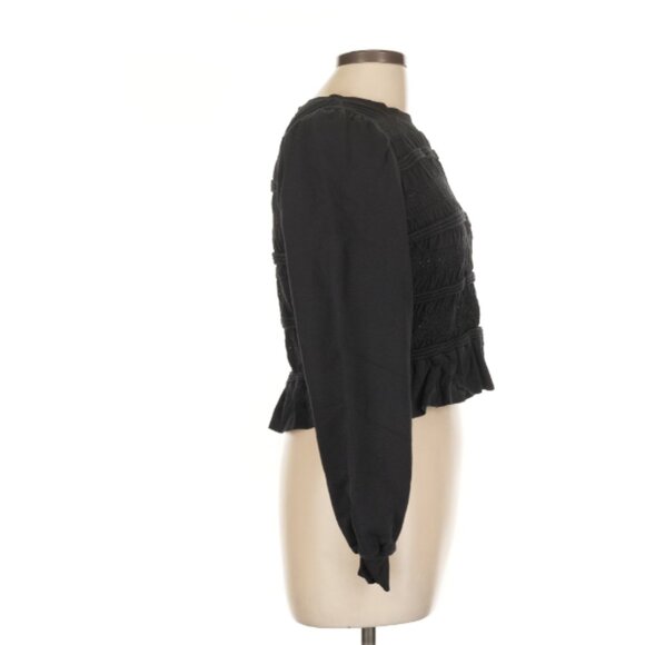 Sea New York Rita Smocked Navy Blue Jersey Long Sleeve Smocked Top Large - Picture 4 of 11